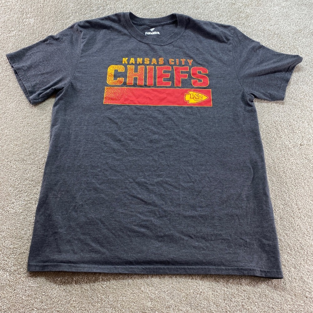 Fanatics Kansas City Chiefs NFL Football Shirt Mens Large Gray Red Yellow
